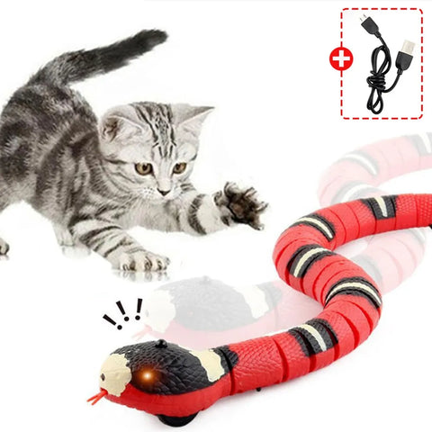 Smart Sensing Cat Toys Interactive Automatic Eletronic Snake Cat Teaser Indoor Play Kitten Toy USB Rechargeable for Cats Kitten
