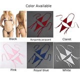 Womens Sexy Lingerie Bikini Swimwear Bra And Tie Side Thongs Set Solid Beachwear Fashion Swimsuit Bathing Suit