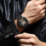 POEDAGAR Fashion Men Wristwatches Luxury Chronograph Luminous Waterproof Date Man Watch Square Dial Leather Quartz Men's Watches