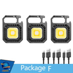 Mini COB LED Flashlight Keychain Light Multifunctional Portable Lamp USB Charging Emergency Lights Outdoor Work Camping Lantern