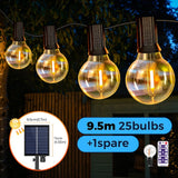 12M 30 LEDS  G40 Solar String Lights Outdoor Patio Lights Solar &amp; USB Powered Waterproof Globe Hanging Lights with Shatterproof