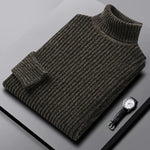 Men's Thickened Turtleneck Long Sleeve Pullover, Slim Fit Turtleneck Business Casual Fashion Sweater Knitwear Chenille