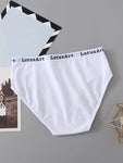 2PCS/Set Women Cotton Solid Panties Sexy Plus Size Underwear Letter Lingerie High Waist Comfor Briefs