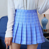 Women High Waist Pleated Skirt y2k Summer Casual Kawaii A-line Plaid black tennis Japanese School Uniform Mini Skirts for Girls