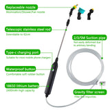 Portable Electric Gardening Sprayer Irrigation Tool USB 2400mah Rechargeable Telescopic Handle with 3 Nozzles for Yard Plant