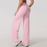 Hearuisavy Women Straight-Leg Sports Pants Gym Clothing Naked Feeling Compression Wide Leg Yoga Leggings Pilates Fitness Tights
