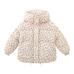 Korean Baby Girl Winter Top Clothes Thicken Cotton-padded Children Warm Floral Hooded Plush Outwear Coat Baby Kids Winter Jacket