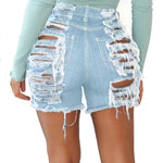 Summer Street Destroyed Holes Ripped Tassel Denim Shorts High Waist Sexy Club Party Torn Hollow Out Hotpants Hipster Short Jean