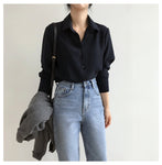 New Women Shirt Classic Chiffon Blouse Female S-4XL Plus Size Loose Long Sleeve Shirt Lady Simple Style Tops Clothes Blusas 6830