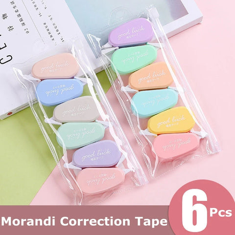 6Pcs/Set Correction tape Solid color translucent Corrector Kids Student Altered tape School Office Supplies