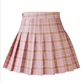 Women Casual Plaid Skirt Girls High Waist Pleated A-line Fashion Uniform Skirt With Inner Shorts