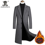 2022 Autumn and Winter Boutique Woolen Black Gray Classic Solid Color Thick Warm Men&#39;s Extra Long Wool Trench Coat Male Jacket