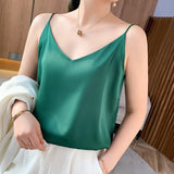 Fashion Silky Camisole Women&#39;s Inner With White Bottoming Satin Top Summer V-neck Thin Section