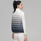 Women Fashion Gradient Ultra Light Down Vest 2022 Spring/Autumn New Female Stand Collar Slim Fit Sleeveless Puffer Jacket