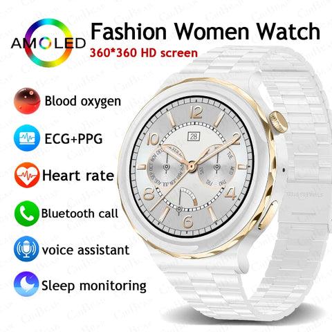 2024 New Smart Watch Women Custom Dial Health Monitoring Ladies Sports Bracelet ECG+PPG HD Bluetooth Calling Fashion Smart Watch