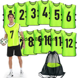 Scrimmage Training Vest (12 Pack) Team Sports Pinnies Jerseys for Adult Youth Soccer Bibs Numbered Practice Jerseys