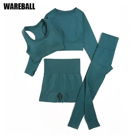 WAREBALL 2/3/4pcs Seamless Yoga Set Gym Clothes Sportswear Yoga Suits For Women Fitness Set Tracksuits Sports Bra Gym Leggings