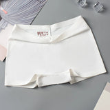 2pcs Seamless Women Boxers Underwear Ice Silk Shorts Solid Color Ladies Soft Boyshorts Plus Size M/L/XL