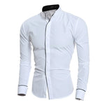 Men's Spring New Solid Color Simple Casual Korean Version Slim Fit Long Sleeve Shirt