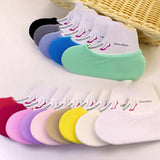 FINETOO 5Pairs/Set Summer Ice Silk Sock Women Non-slip Invisible Socks Solid Color Wavy Slipper Socks Comfortable Boat Sock 2023