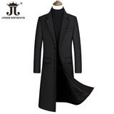 2022 Autumn and Winter Boutique Woolen Black Gray Classic Solid Color Thick Warm Men&#39;s Extra Long Wool Trench Coat Male Jacket