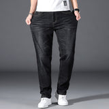 Plus Size 42 44 46 48 50 Classic Men&#39;s Jeans Loose Straight Black Blue Jeans Stretch Business Casual Trousers Male Brand Pants