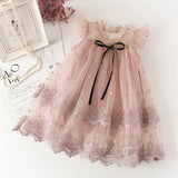 Cute Girls Dress New Summer Girl Dresses Fancy Flower Princess Dress Toddler Tutu Baby Kid Birthday Tulle Cloth Casual Wear 3 8Y