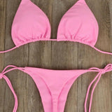 2 Pcs/Set Bikini Set Sexy Bikinis 2024 Bathing Suit Solid Color Halter Neck Strap Thong Women Swimsuit Set for Beach Swimwear