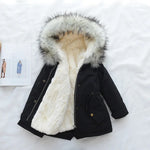 2023 -30 Degree Girl Winter Parkas Big Fur Collar Plus Velvet Faux Rabbit Fur Girl Jacket Coat 4-14 Years Kids Teenage Outerwear