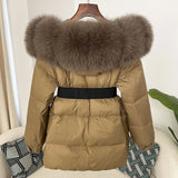 OFTBUY 2024 Winter Jacket Women Real Natural Fox Fur Collar Hooded Thick Warm 90% White Duck Down Coat Female Streetwear Casual