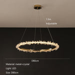 Nordic Modern Luxury Ceiling Chandelier Indoor Shop Restaurant Living Room Pendant Lighs Electroplating Halo LED Crystal Lamps