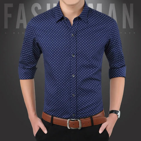 New Men Long Sleeve Shirt Luxury Stylish Mens Printing Slim Fit Shirt Casual Shirts Mens Dress Shirts 5 Color Size:M-5XL 207