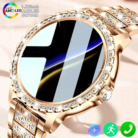 AMOLED Screen Smart Watch Heart Rate Blood Oxygen Fashion Ladies Bracelet 2023 Bluetooth Call Smartwatch Womoen For Android IOS