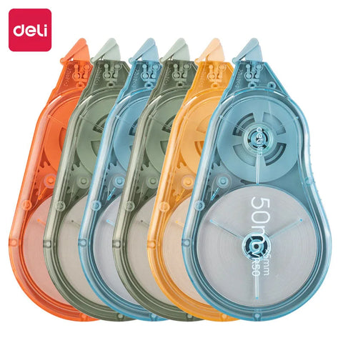 Deli 6pcs/lot Correction Tape 300m Roller Large Capacity White out Correction Tape Stationery School Supplies Tape Core Wide 5mm