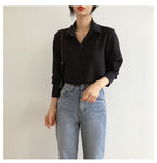 New Women Shirt Classic Chiffon Blouse Female S-4XL Plus Size Loose Long Sleeve Shirt Lady Simple Style Tops Clothes Blusas 6830