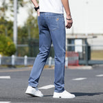 Men's Thin Light Gray Jeans 2024 spring and summer new styles Men's business casual loose straight jeans