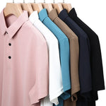 New Men's Casual Waffle Short Sleeve Polo Shirt Fashion Solid Color Top