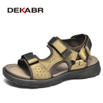 DEKABR Summer Sandals Men Lightweight Outdoor Beach Casual Shoes Genuine Leather Roman Walking Footwear Soft Slippers Sandalias