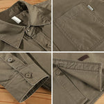 2023 Spring New Retro Cargo Shirts Men Casual 100% Cotton Big Pockets Men Tops Oversize AZ762