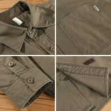 2023 Spring New Retro Cargo Shirts Men Casual 100% Cotton Big Pockets Men Tops Oversize AZ762