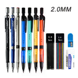 Mechanical Pencil Set 2.0mm with 2B Black/Colors Lead Refill for Writing Sketching Art Drawing Painting School Automatic Pencils