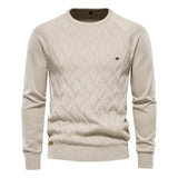 AIOPESON Argyle Basic Men Sweaters Solid Color O-neck Long sleeve Knitted Male Pullover Winter Fashion New Warm Sweaters for Men