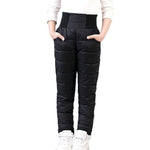 Casual Girl Boy Winter Pants Cotton Padded Thick Warm Trousers Waterproof Ski Pants 10 Years Elastic High Waisted Baby Kid Pant