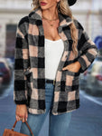 Cross border European and American autumn/winter square plaid lapel women's coat