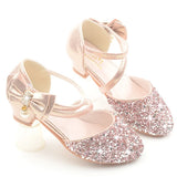 Kids Princess Girls Sandals Glitter Shiny Rhinestone Butterfly Student Party Dance Shoes 5-13 Yearss Children Summer High Heel