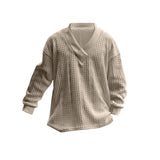 Autumn Men's V-neck Pullover Loose Long-sleeved Sweater Casual Jacquard Knitwear Fashion Soild T Shirts Jacquard Top Man Clothes