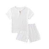 Summer Children Clothes Sets Linen Sports Clothes For Baby Girl Boy Clothing Sets T-shirts+Shorts 2 Piece Kids 1-6Years Clothing