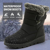 2024 Waterproof Winter Boots for Women Faux Fur Long Plush Snow Boots Woman Platform Ankle Boots Warm Cotton Shoes