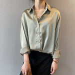 Spring 2023 Women Clothing Silk Shirt Vintage Blouse Women Sheer Top Women Long Sleeve Dress Shirt Loose Blouse Woman Overshirt