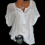 Large Size Loose Short-Sleeved Lace Women Blouses Cotton Blouses 2022 Summer Shirt Tops Sexy Fashion Women Shirt
